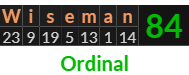 "Wiseman" = 84 (Ordinal)
