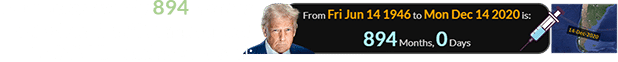 Trump was exactly 894 months old when the FDA announced its COVID vaccine approval: