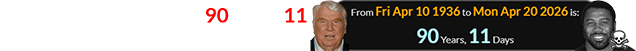 Rod Martin died a span of 90 years, 11 days after the birth of John Madden: