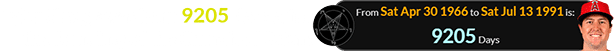 Tyler Skaggs was born 9205 days after the founding of the Church of Satan: