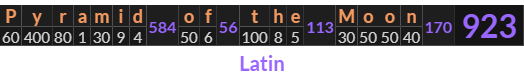 "Pyramid of the Moon" = 923 (Latin)