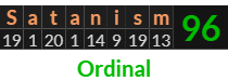 "Satanism" = 96 (Ordinal)