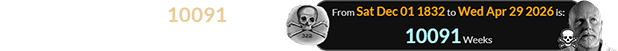 Venter passed away 10091 weeks after the founding of Skull & Bones: