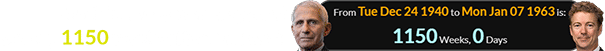 Rand Paul was born a span of exactly 1150 weeks after Dr. Fauci: