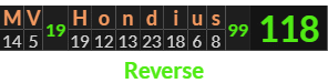 "MV Hondius" = 118 (Reverse)