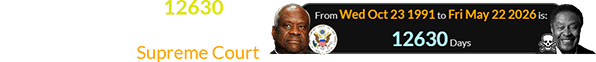 Clarence Jones died 12630 days after Clarence Thomas took his seat on the Supreme Court: