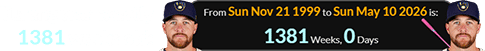 Turang was exactly 1381 weeks old: