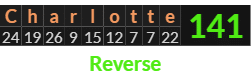 "Charlotte" = 141 (Reverse)