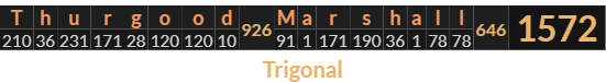 "Thurgood Marshall" = 1572 (Trigonal)