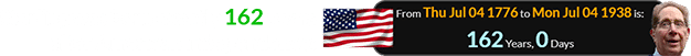 Sterling was born exactly 162 years after American independence: