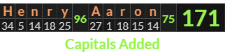 "Henry Aaron" = 171 (Capitals Added)