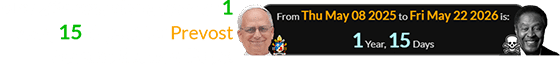 May 22nd was also a span of 1 year, 15 days after Prevost became the new Pope: