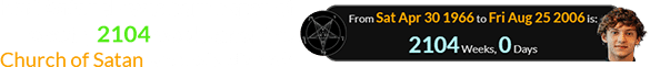 Kimi Antonelli was born a span of exactly 2104 weeks after the Church of Satan was established: