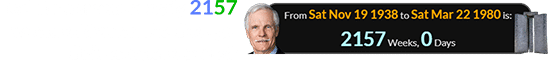 Ted Turner was exactly 2157 weeks old when the Georgia Guidestones opened: