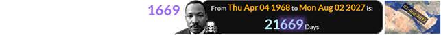 MLK was assassinated 21669 days before the Egyptian Eclipse: