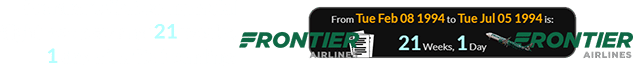 Frontier’s first commercial flight was a span of 21 weeks, 1 day after its founding: