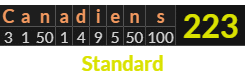 "Canadiens" = 223 (Standard)