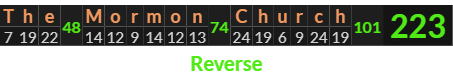 "The Mormon Church" = 223 (Reverse)