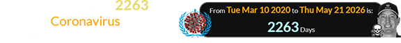 Kyle died a span of 2263 days after the Coronavirus pandemic was declared by the WHO: