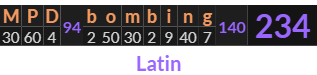 "MPD bombing" = 234 (Latin)