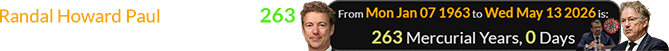 Randal Howard Paul was exactly 263 Mercurial years old for the hearing: