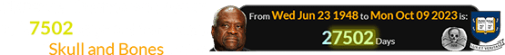 Clarence Thomas was a span of 27502 days old for Yale’s ‘Skull and Bones’ date: