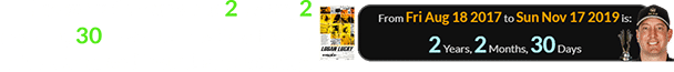 Logan Lucky came out 2 years, 2 months, 30 days before Busch won his second and last Championship: