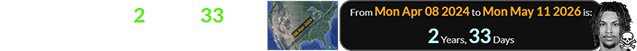 He departed 2 years, 33 days after the Great American Eclipse: