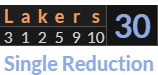 "Lakers" = 30 (Single Reduction)