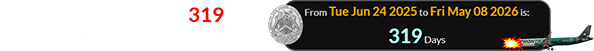 May 8th falls a span of 319 days after Freemasonry’s anniversary:
