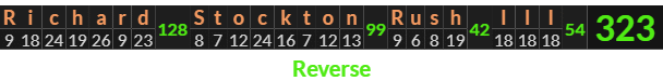 "Richard Stockton Rush III" = 323 (Reverse)