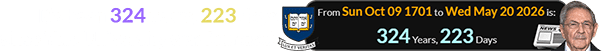 It’s been 324 years, 223 days since Yale University was founded: