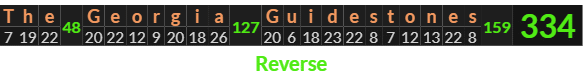 "The Georgia Guidestones" = 334 (Reverse)
