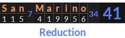 "San Marino" = 41 (Reduction)