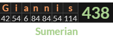 "Giannis" = 438 (Sumerian)