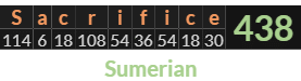 "Sacrifice" = 438 (Sumerian)