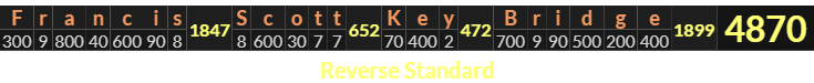 "Francis Scott Key Bridge" = 4870 (Reverse Standard)