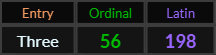 Three = 56 and 198