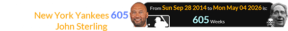 Jeter played his last game for the New York Yankees 605 weeks before John Sterling died:
