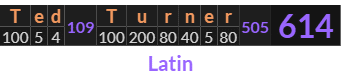 "Ted Turner" = 614 (Latin)