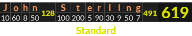 "John Sterling" = 619 (Standard)