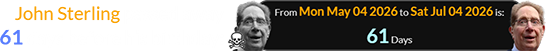 John Sterling passed away 61 days before his birthday:
