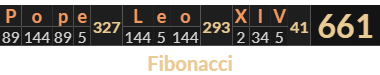 "Pope Leo XIV" = 661 (Fibonacci)