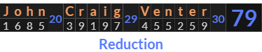 "John Craig Venter" = 79 (Reduction)