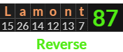 "Lamont" = 87 (Reverse)