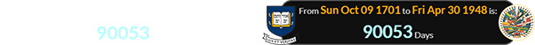 The Organization of American States was founded 90053 days after Yale: