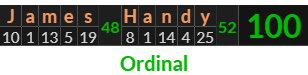 "James Handy" = 100 (Ordinal)