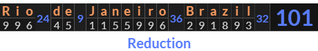 "Rio de Janeiro Brazil" = 101 (Reduction)