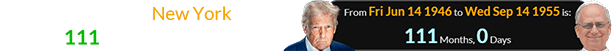 Trump was born in New York exactly 111 months before Prevost: