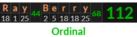 "Ray Berry" = 112 (Ordinal)